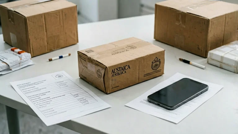 Checking a delivered cigarette parcel against an order record in Australia