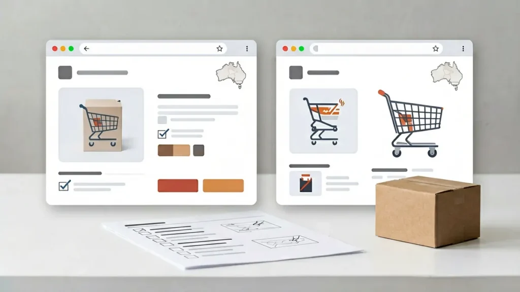 Product page and shopping cart comparison checklist before checkout in Australia
