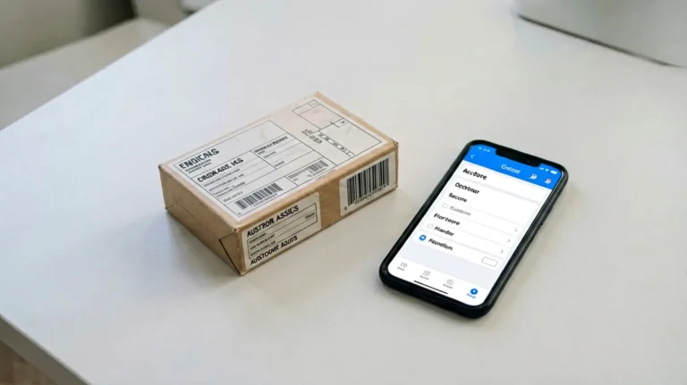 Order details and cigarette carton shipping label on a desk